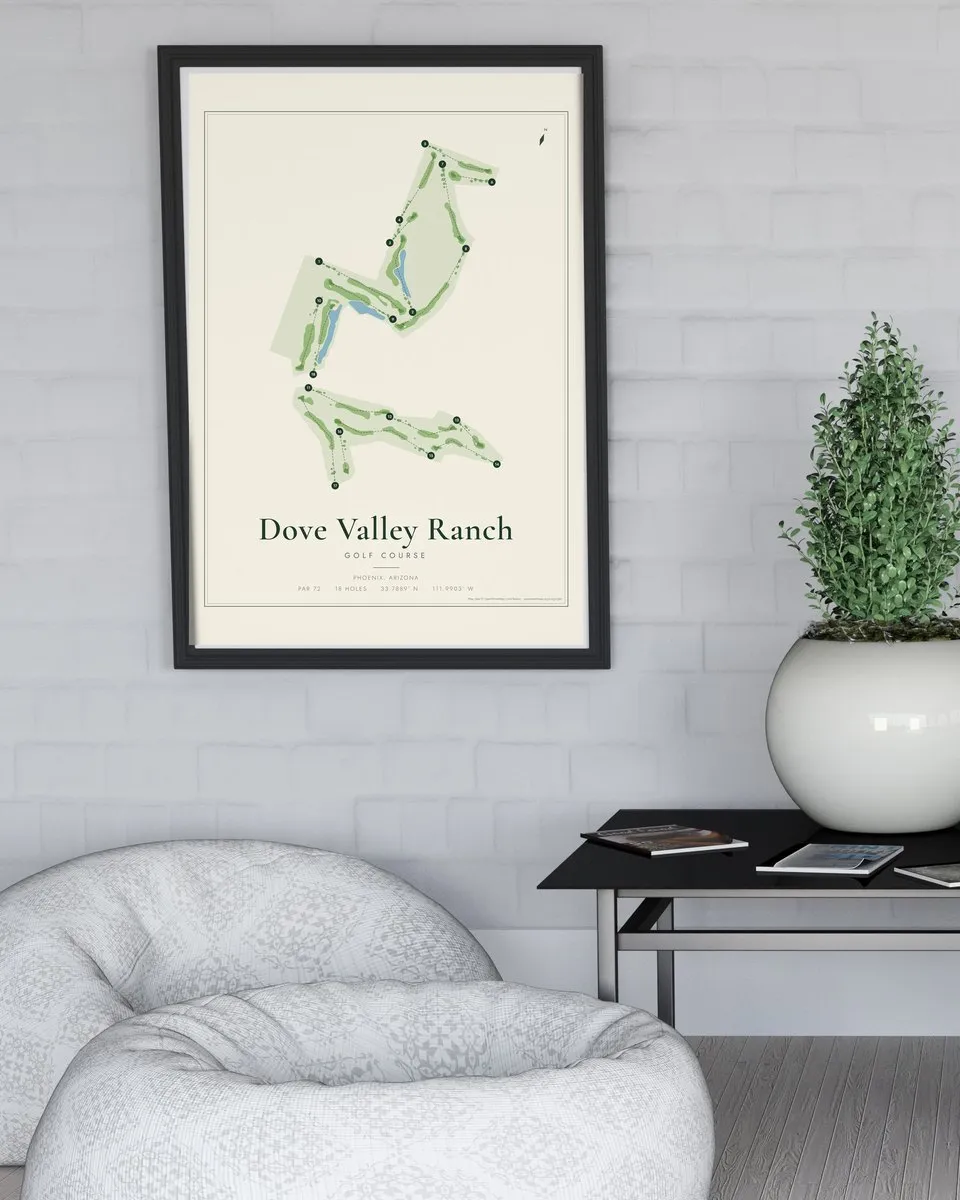 Dove Valley Ranch Golf Course golf course map print framed on a wall