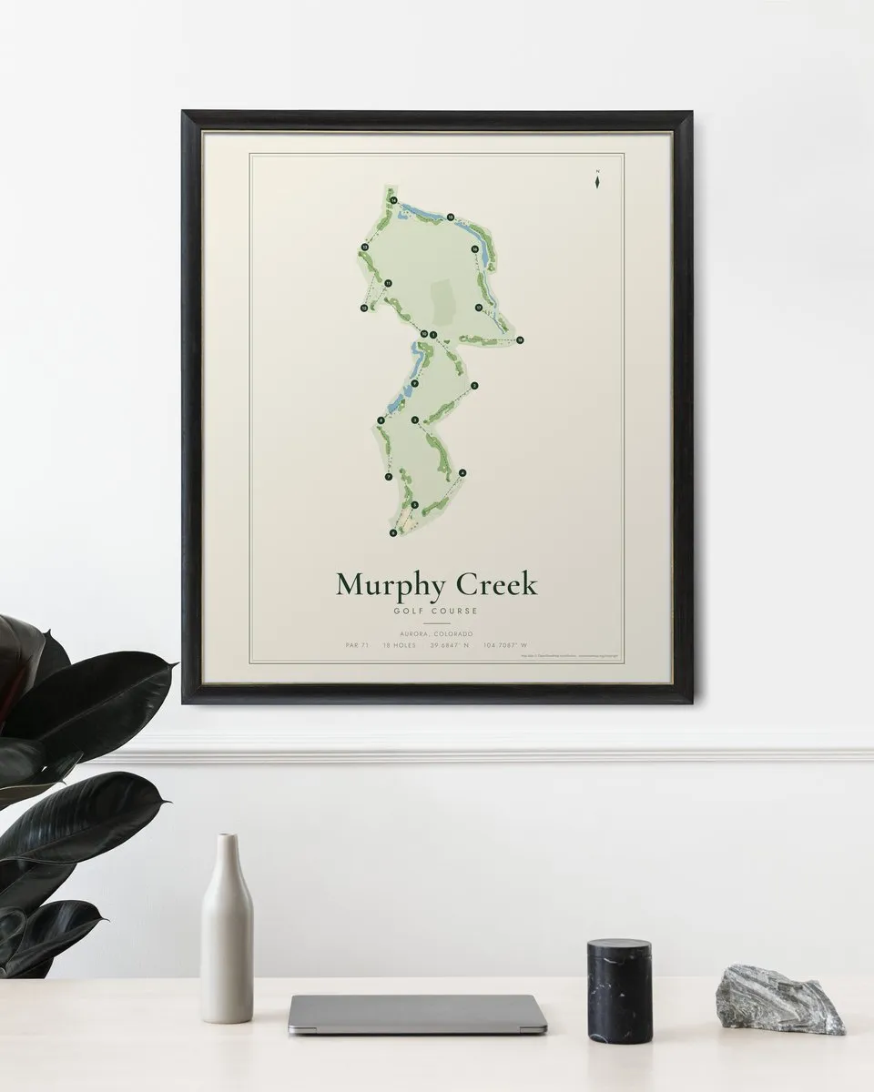 Murphy Creek Golf Course golf course map print framed on a wall