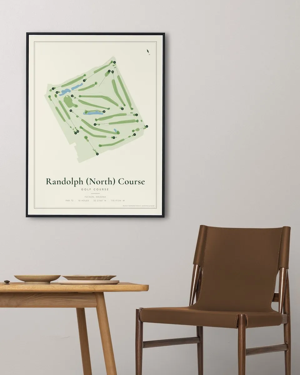 Randolph (North) Course golf course map print framed on a wall