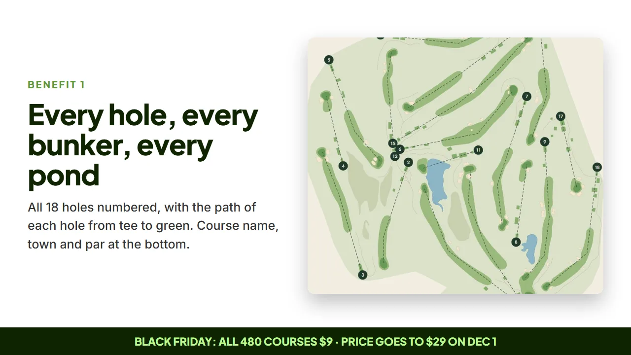 Every hole, every bunker, every pond