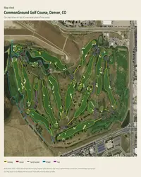 CommonGround Golf Course map print, map check on an aerial photo