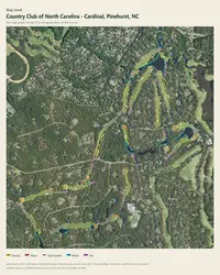 Country Club of North Carolina - Cardinal map print, map check on an aerial photo
