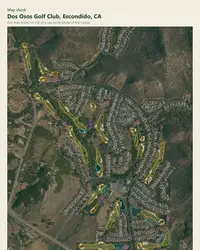 Dos Osos Golf Club map print, map check on an aerial photo