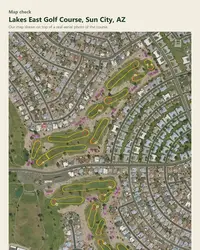 Lakes East Golf Course map print, map check on an aerial photo