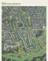 Member Course map print, map check on an aerial photo