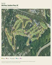 Mid Pines map print, map check on an aerial photo