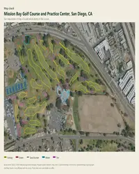 Mission Bay Golf Course and Practice Center map print, map check on an aerial photo