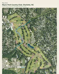 Myers Park Country Club map print, map check on an aerial photo
