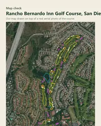 Rancho Bernardo Inn Golf Course map print, map check on an aerial photo