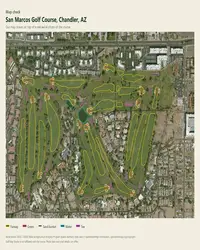 San Marcos Golf Course map print, map check on an aerial photo