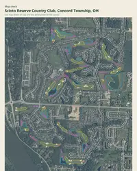 Scioto Reserve Country Club map print, map check on an aerial photo