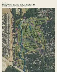 Shady Valley Country Club map print, map check on an aerial photo