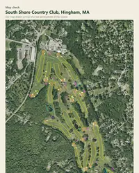 South Shore Country Club map print, map check on an aerial photo