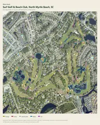 Surf Golf & Beach Club map print, map check on an aerial photo