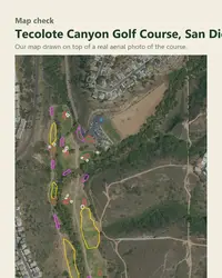Tecolote Canyon Golf Course map print, map check on an aerial photo
