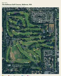 The Bellevue Golf Course map print, map check on an aerial photo