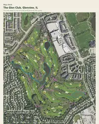The Glen Club map print, map check on an aerial photo