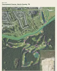 Tournament Course map print, map check on an aerial photo