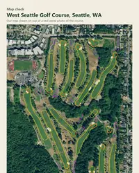 West Seattle Golf Course map print, map check on an aerial photo
