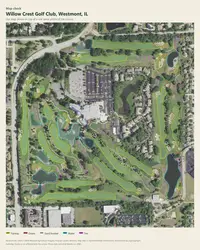 Willow Crest Golf Club map print, map check on an aerial photo