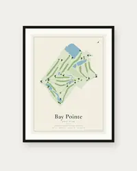 Bay Pointe Golf Club map print, framed poster