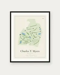 Charles T. Myers Golf Club map print, framed poster