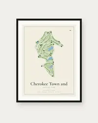 Cherokee Town and Country Club (North) map print, framed poster