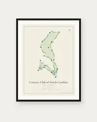 Country Club of North Carolina - Cardinal map print, framed poster
