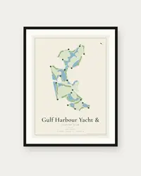 Gulf Harbour Yacht & Country Club map print, framed poster