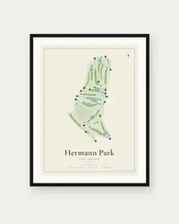 Hermann Park Golf Course map print, framed poster