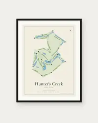 Hunter's Creek Golf Club map print, framed poster