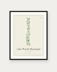 Lake Worth Municipal Golf Course map print, framed poster