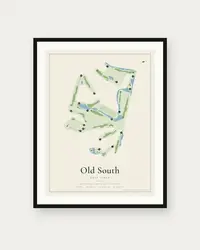 Old South Golf Links map print, framed poster