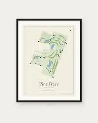 Pine Trace Golf Club map print, framed poster
