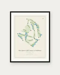 Rees Jones Golf Course at Andalusia Country Club map print, framed poster