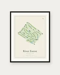 River Forest Country Club map print, framed poster