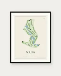 San Jose Country Club map print, framed poster