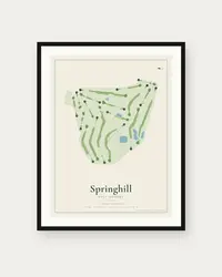 Springhill Golf Course map print, framed poster