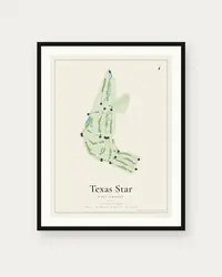 Texas Star Golf Course map print, framed poster