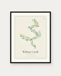 Walnut Creek Golf Preserve map print, framed poster