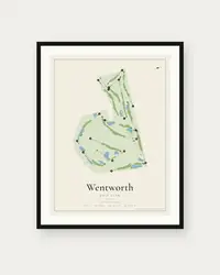 Wentworth Golf Club map print, framed poster