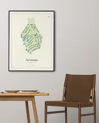 Arizona Country Club map print, framed in a room