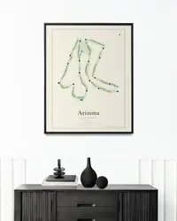 Arizona Golf Resort map print, framed in a room