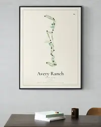 Avery Ranch Golf Club map print, framed in a room