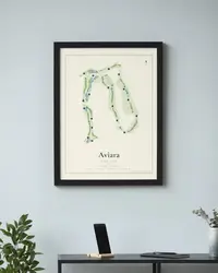 Aviara Golf Club map print, framed in a room