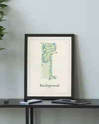 Battleground Golf Course at Deer Park map print, framed in a room