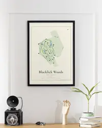 Blacklick Woods Golf Course map print, framed in a room