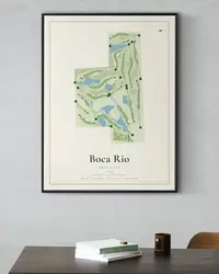 Boca Rio Golf Club map print, framed in a room