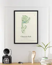 Chastain Park Golf Course map print, framed in a room