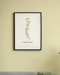 Chula Vista Golf Course map print, framed in a room
